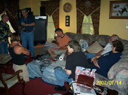 Jerry Armstrong, Harlan Trammell, Tim Cantwell, Dave Gheesling, Martha Brown, John Iacullo and Anita Westlake at the Inaugural Meteorite Association of Georgia meeting at Jerry's house